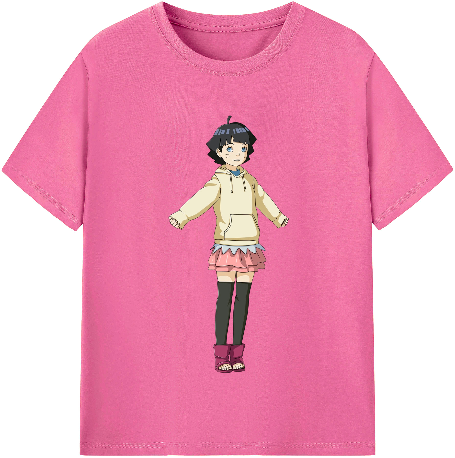 （画像用） NARUTO -ナルト- うずまき ヒマワリ Uzumaki Himawari レディースカジュアルプリントTシャツ（綿100％）
